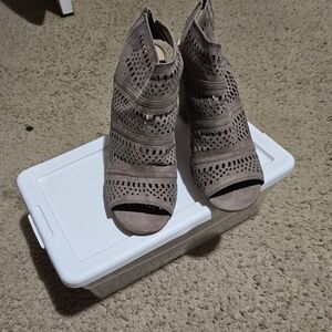 Women's Peep-Toe Ankle Booties - Taupe Size 9.5